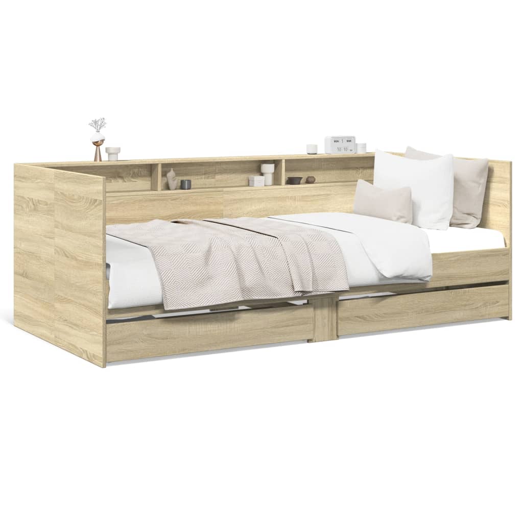 Dnevni krevet s ladicama bez madraca boja hrasta 90x200 cm
