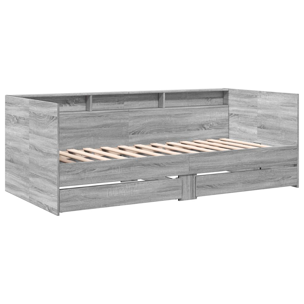 Dnevni krevet s ladicama bez madraca siva boja hrasta 90x190 cm