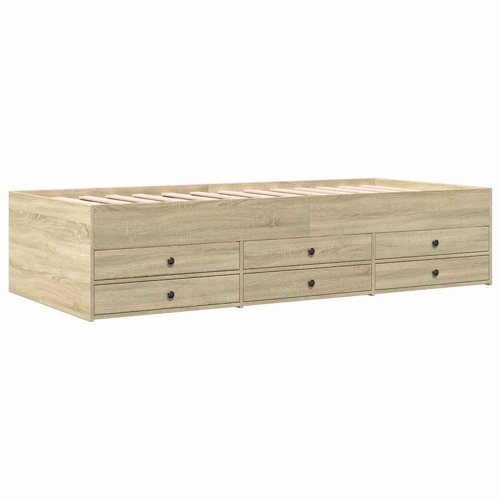 Dnevni krevet s ladicama bez madraca boja hrasta 100x200 cm