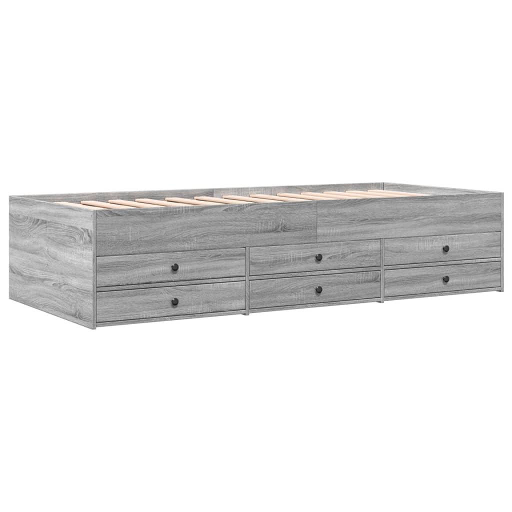 Dnevni krevet s ladicama bez madraca siva boja hrasta 90x200 cm