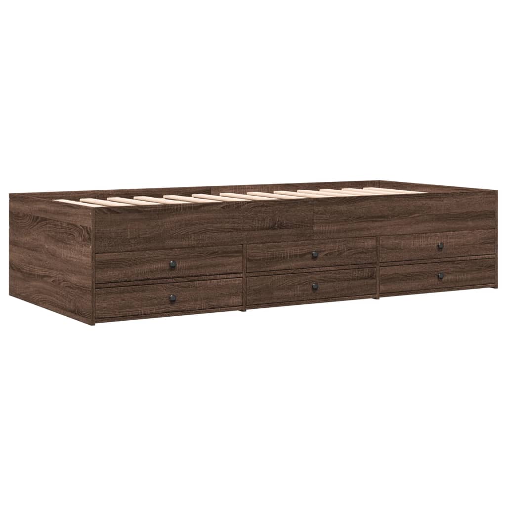 Dnevni krevet s ladicama bez madraca smeđa hrasta 90x200 cm