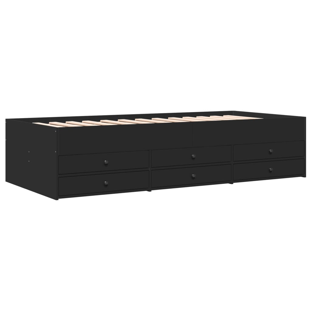 Dnevni krevet s ladicama bez madraca crni 75x190 cm