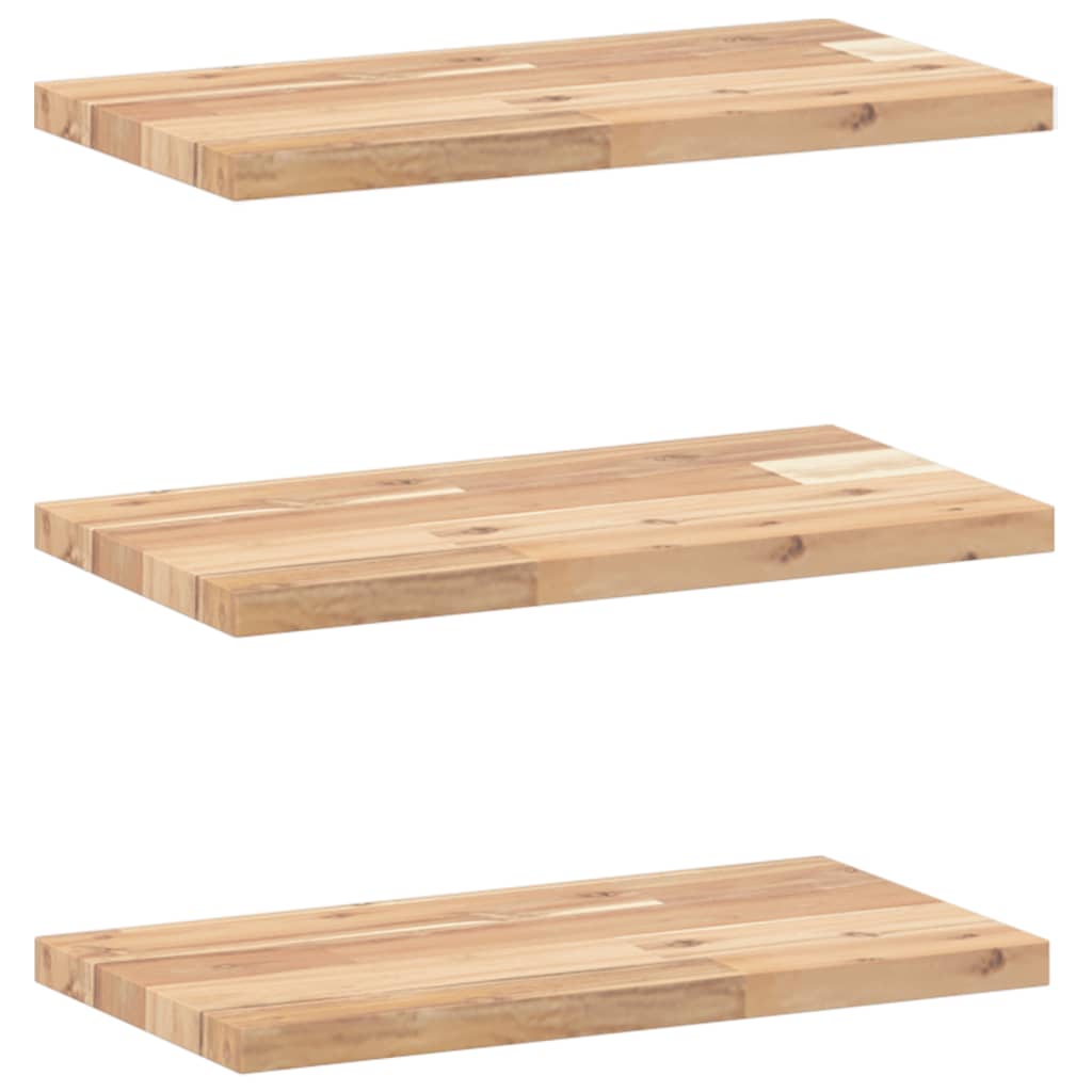 Plutajuće police 3 kom 60x20x2 cm Neobrađeno puno drvo akacije