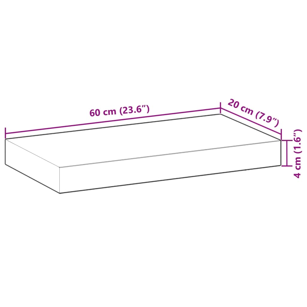 Plutajuće police 4 kom 60x20x4 cm Neobrađeno puno drvo akacije