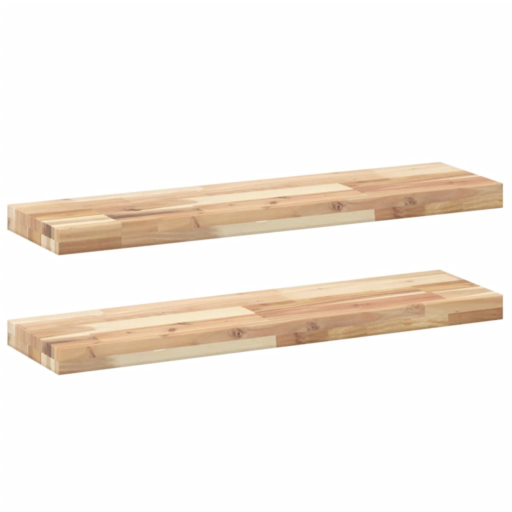 Plutajuće police 2 kom 80x20x4 cm Neobrađeno puno drvo akacije