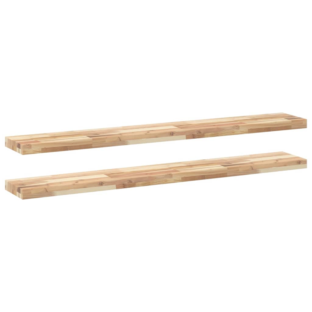 Plutajuće police 2 kom 120x20x4 cm Neobrađeno puno drvo akacije