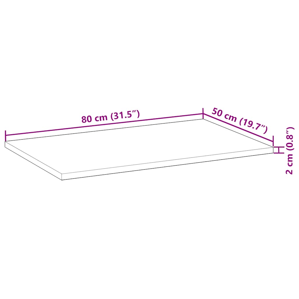Ploča za radni stol neobrađena 80x50x2 cm od bagremovog drva