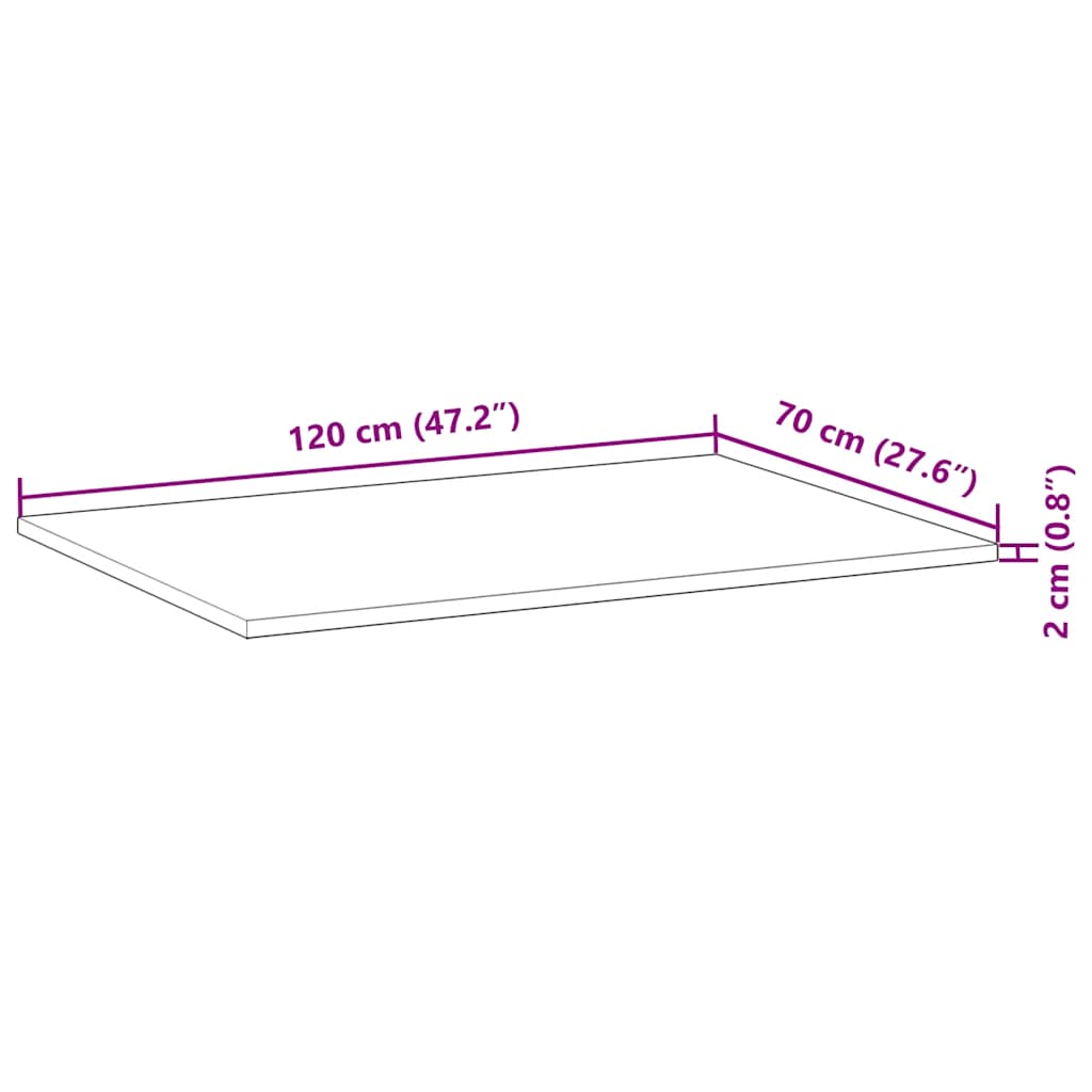 Ploča za radni stol neobrađena 120x70x2 cm od bagremovog drva