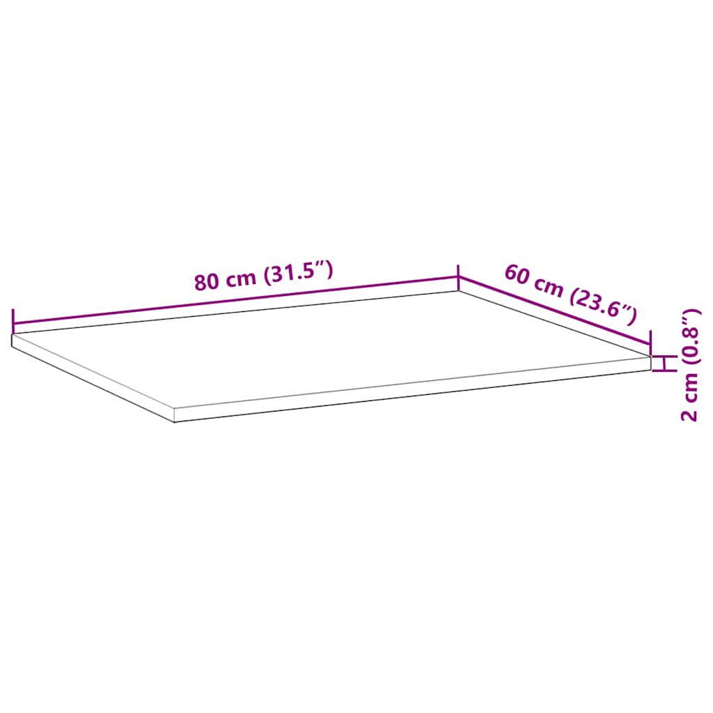 Ploča za radni stol s uljnim premazom 80x60x2 cm drvo bagrema