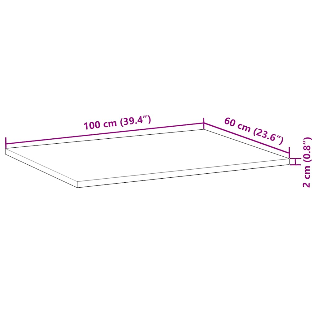 Ploča za radni stol s uljnim premazom 100x60x2 cm drvo bagrema