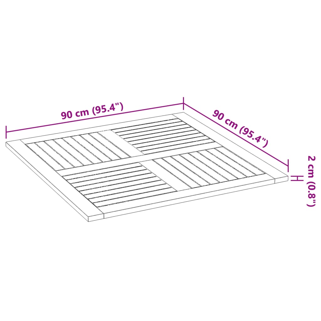 Stolna ploča 90x90x2,2 cm četvrtasta od masivnog drva bagrema