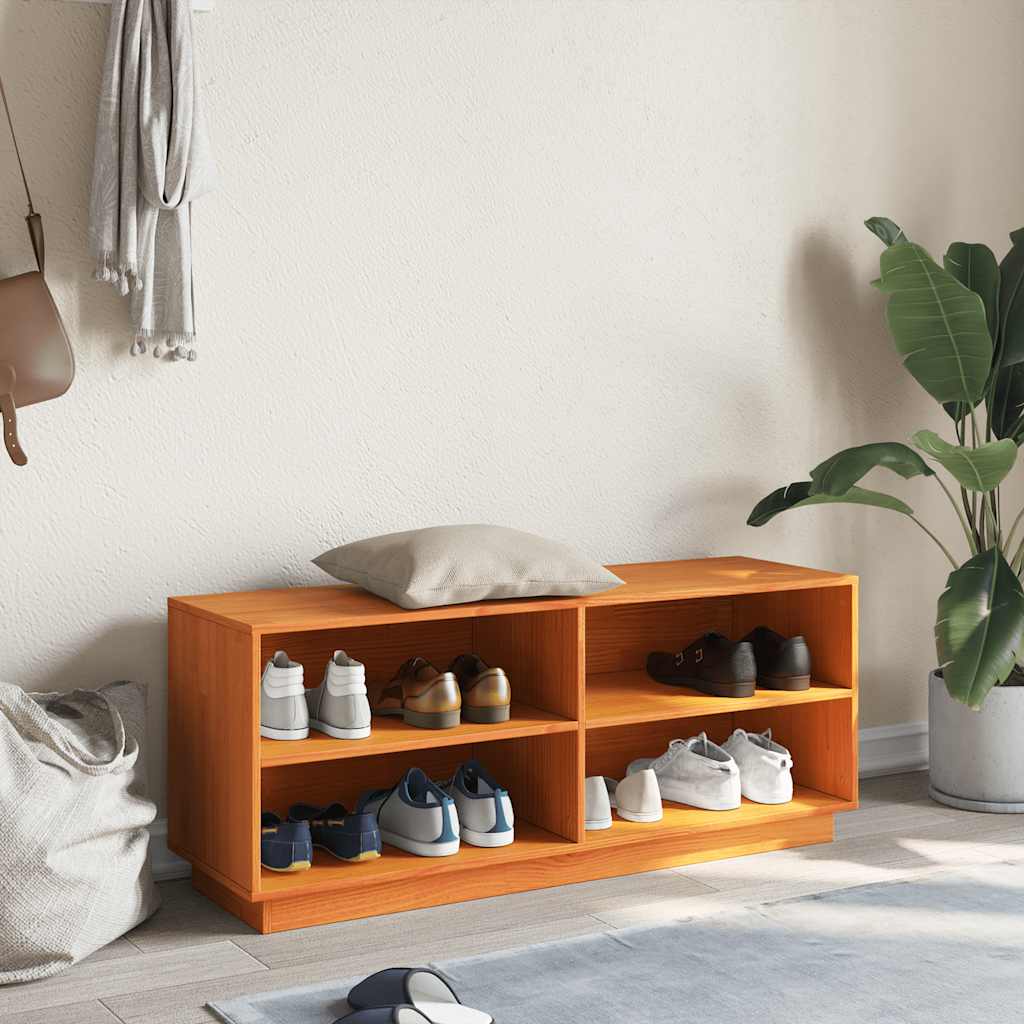 Ormarić za cipele voštano smeđi 110x34x45 cm masivna borovina
