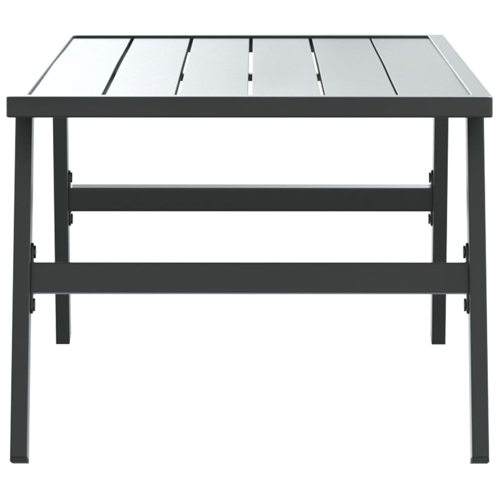 Vrtni stolić za kavu crni 90 x 45 x 35 cm čelik obložen prahom
