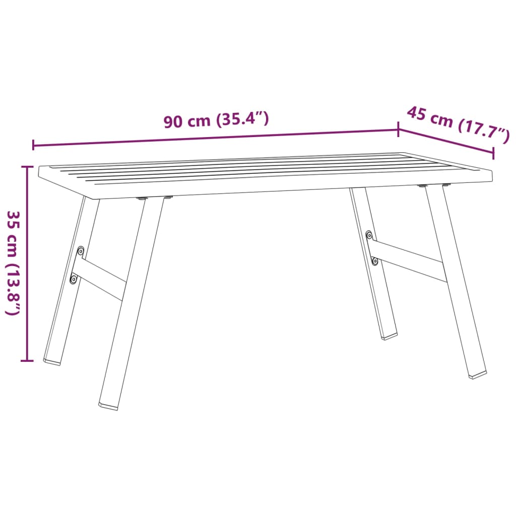 Vrtni stolić za kavu crni 90 x 45 x 35 cm čelik obložen prahom