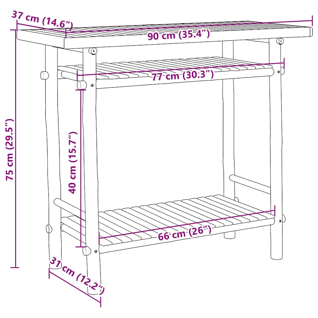 Konzolni stol 90 x 37 x 75 cm od bambusa