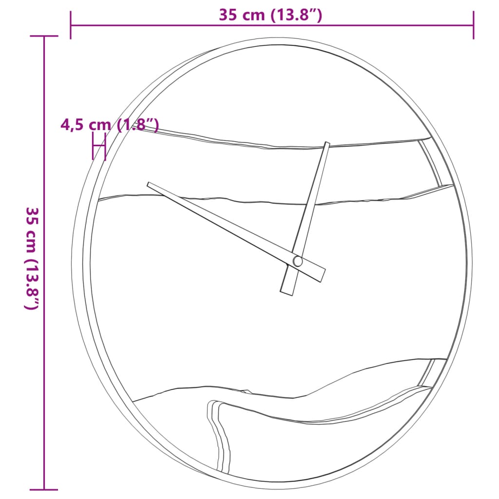 Zidni sat smeđi Ø 35 cm od željeza i drva masline
