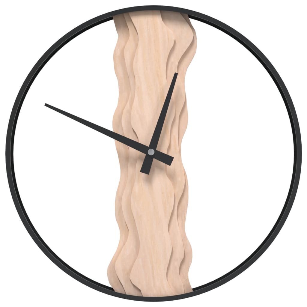 Zidni sat smeđi Ø 35 cm od željeza i hrastovo drvo
