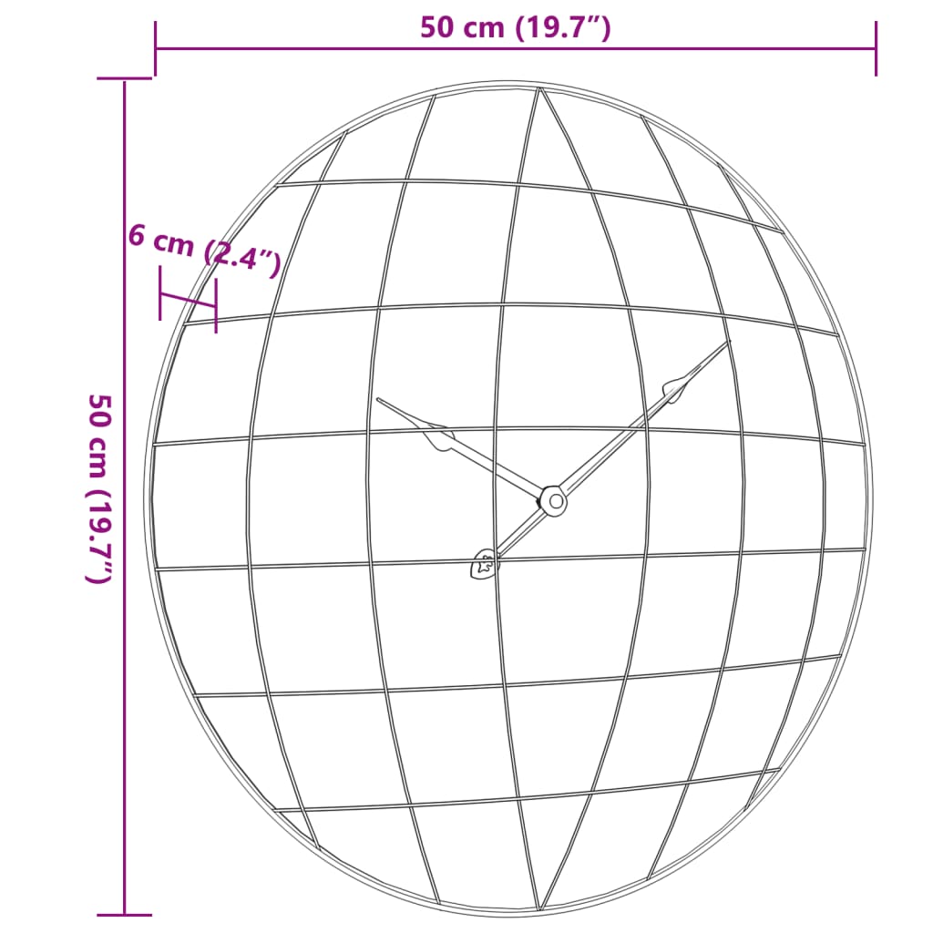 Zidni sat žuto-crni Ø 50 cm od konstruiranog drva