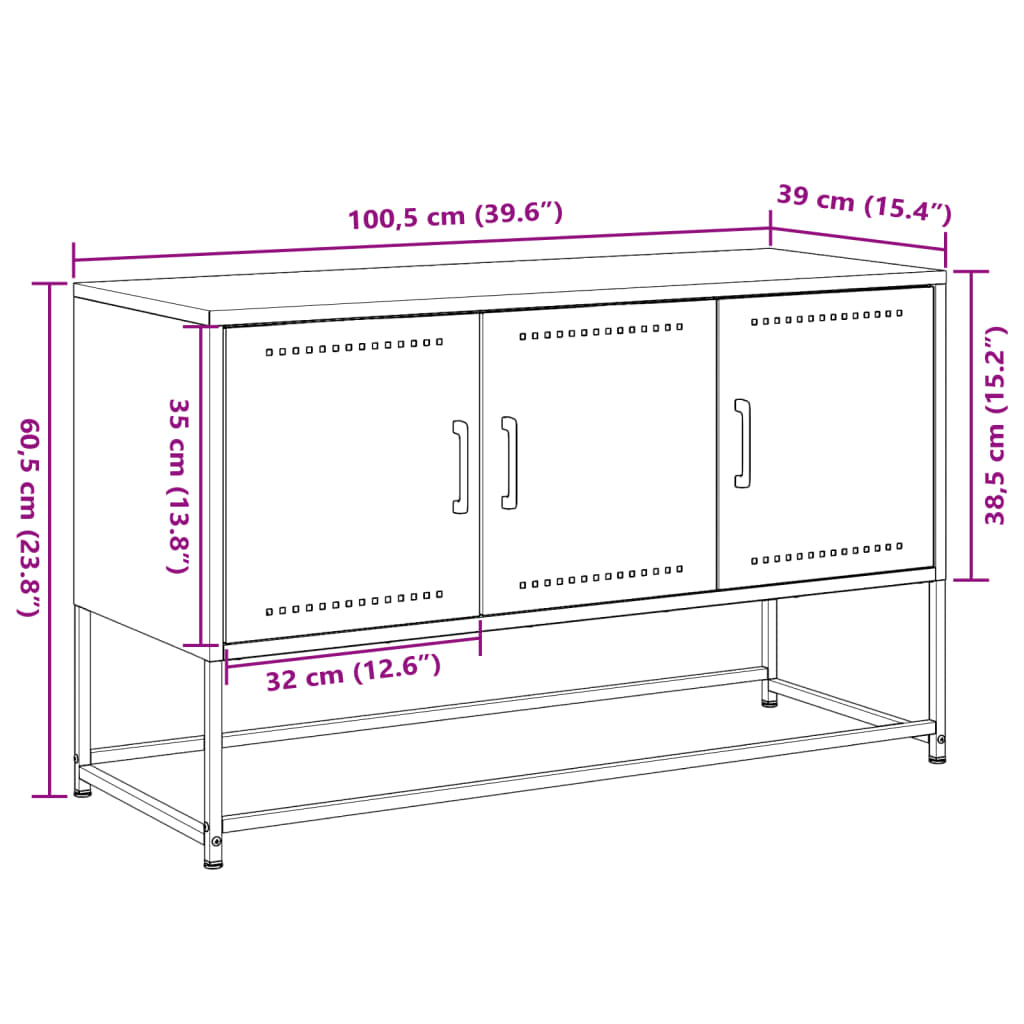 TV ormarić antracit 100,5x39x60,5 cm čelični