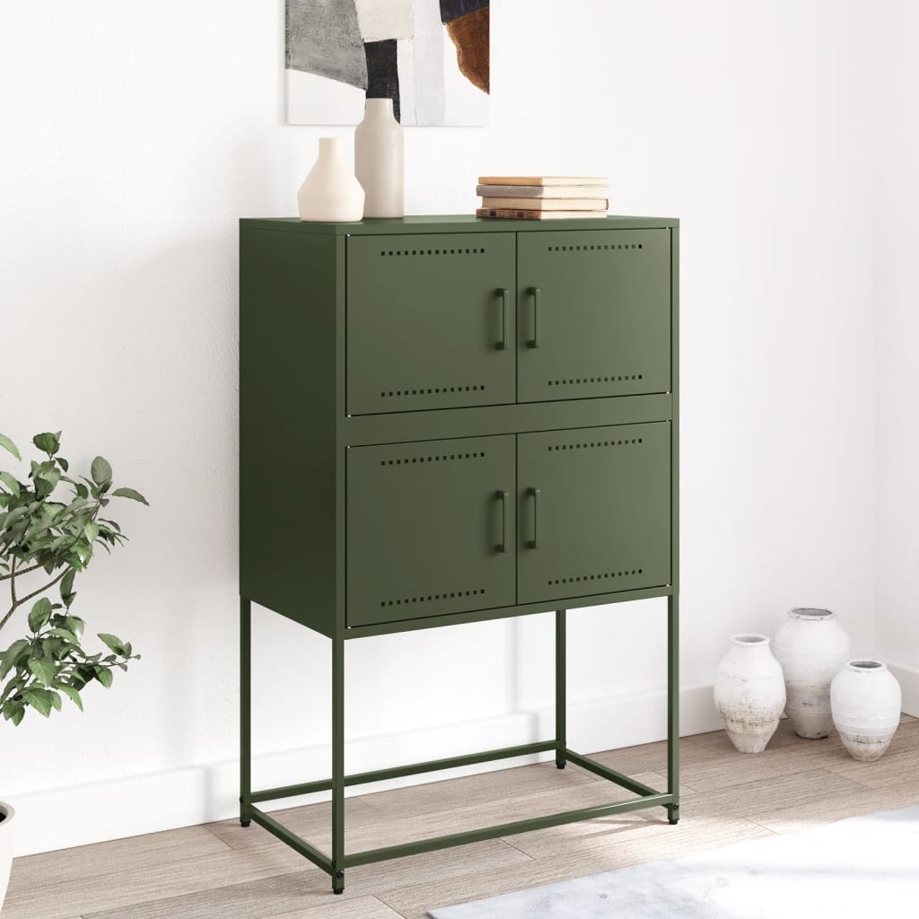 Komoda maslinastozeleni 68,5x38,5x107 cm čelična