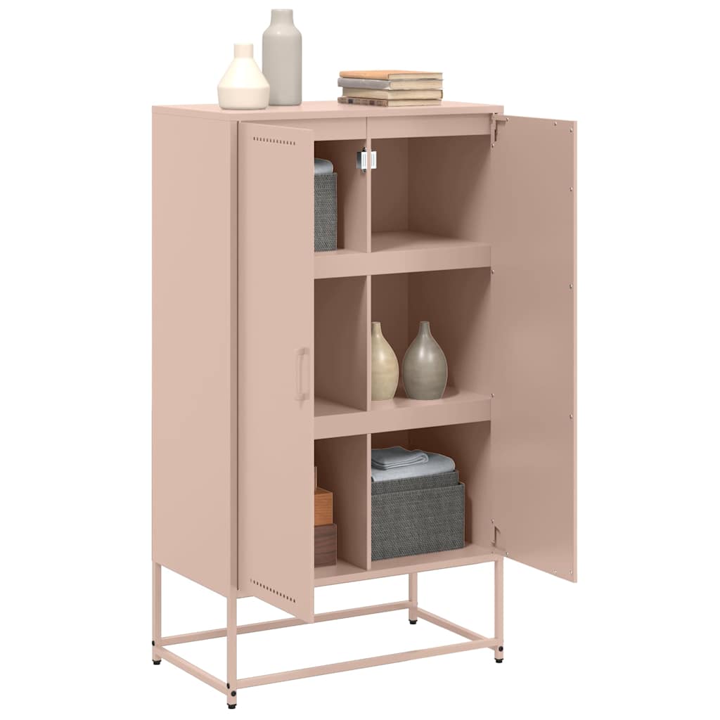 Visoka komoda ružičasta 68,5 x 38,5 x 123,5 cm čelična