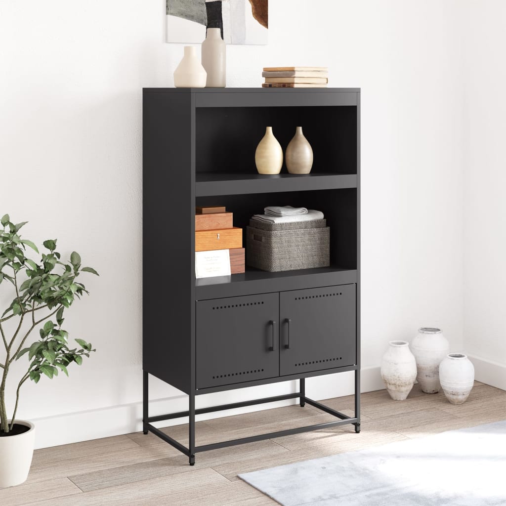 Visoka komoda crna 68,5 x 38,5 x 123,5 cm čelična