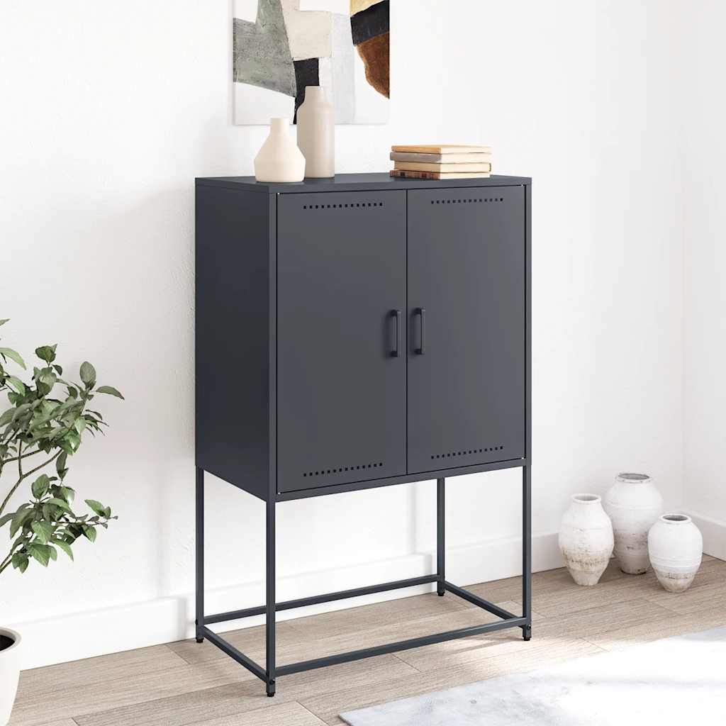 Visoka komoda antracit 68,5x38,5x107 cm čelična