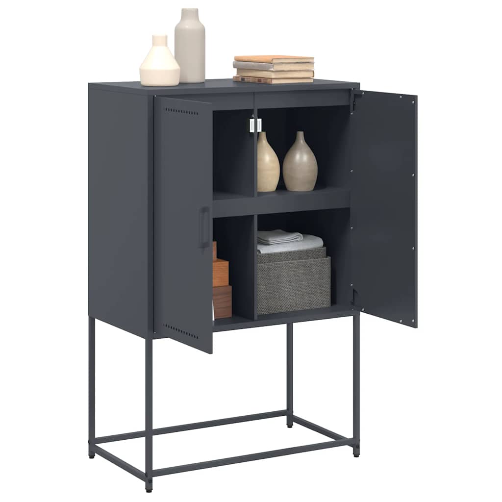 Visoka komoda antracit 68,5x38,5x107 cm čelična