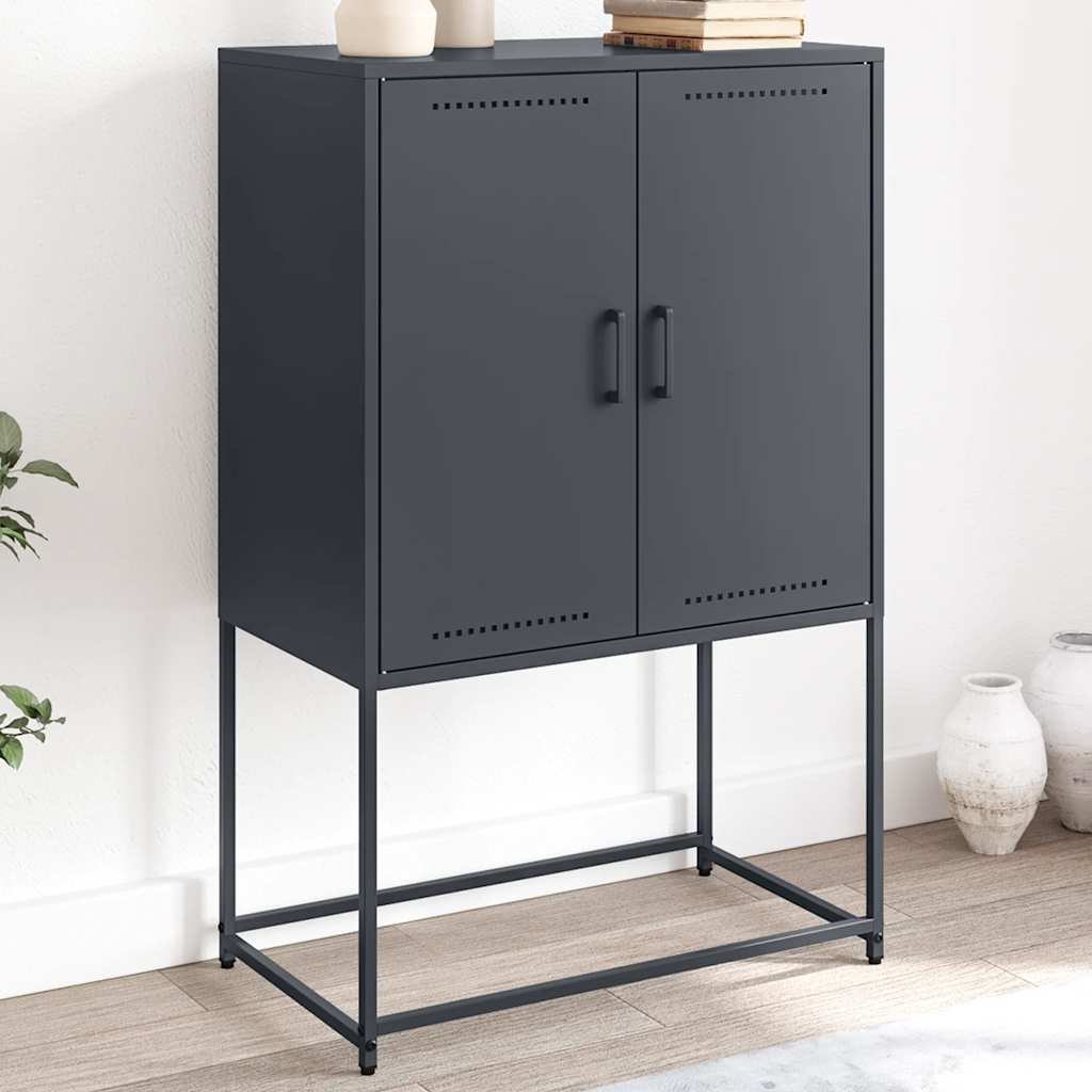 Visoka komoda antracit 68,5x38,5x107 cm čelična
