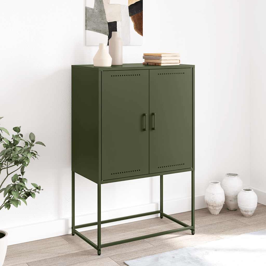 Visoka komoda maslinastozeleni 68,5x38,5x107 cm čelična