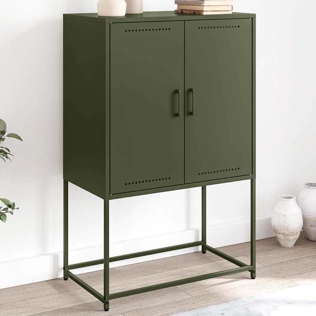 Visoka komoda maslinastozeleni 68,5x38,5x107 cm čelična