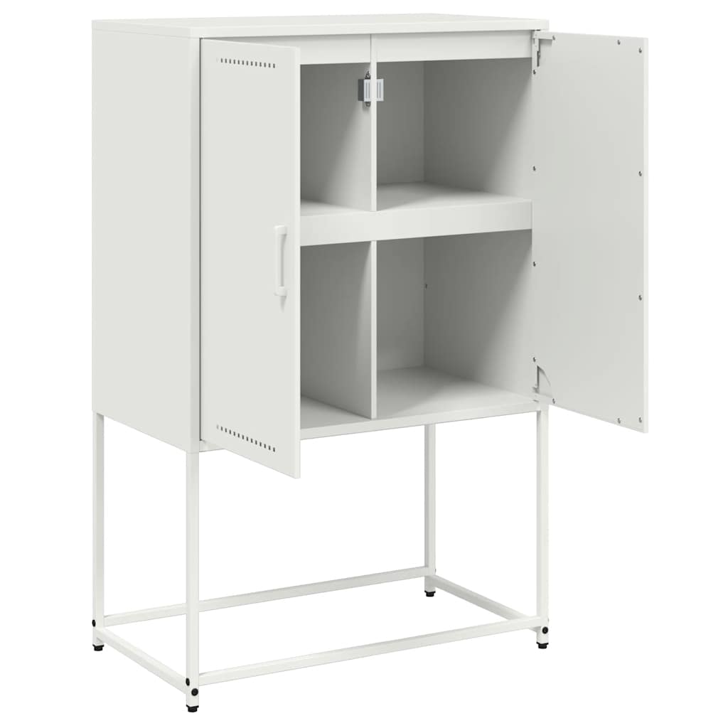Visoka komoda bijela 68,5 x 38,5 x 107 cm čelična