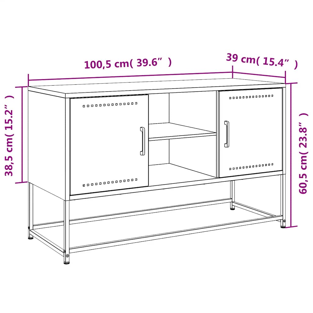 TV ormarić antracit 100,5x39x60,5 cm čelični