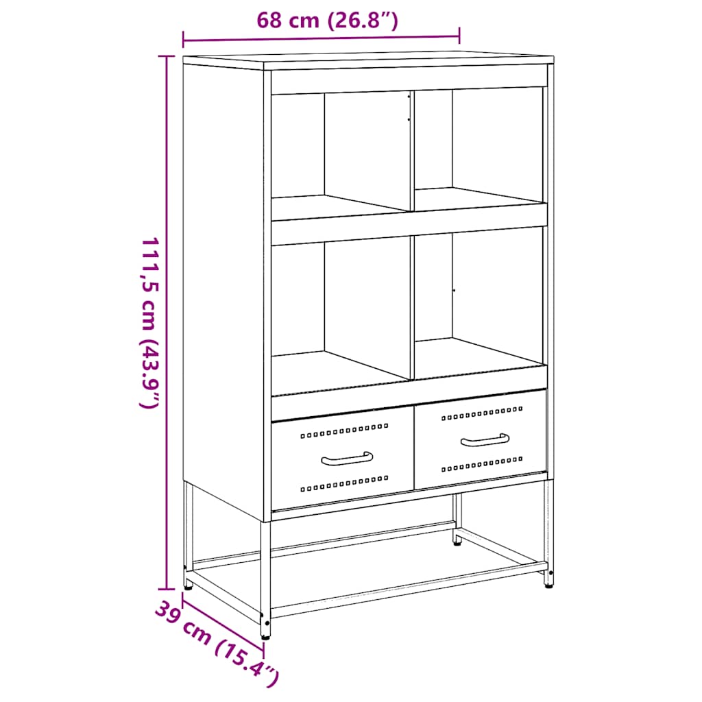 Visoka komoda boja senfa 68x39x111,5 cm od čelika