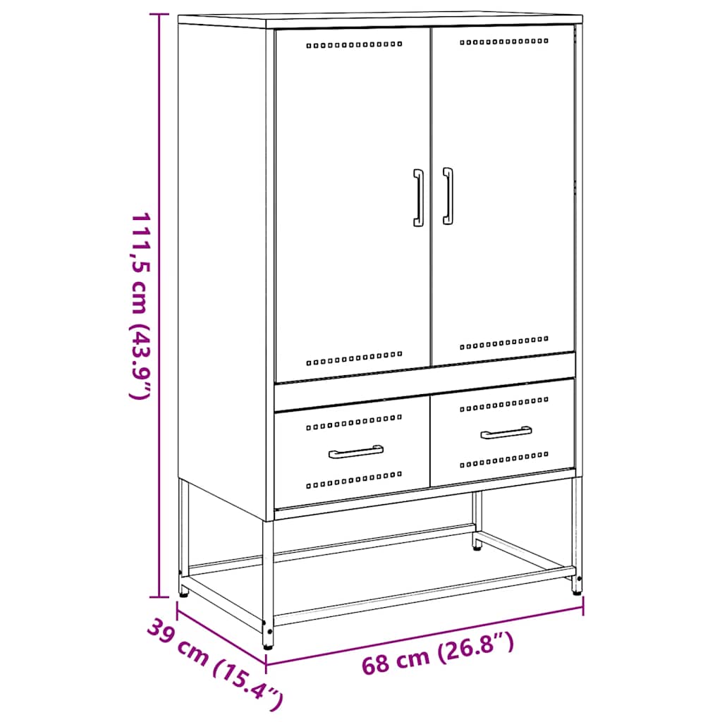 Visoka komoda antracit 68x39x111,5 cm od čelika