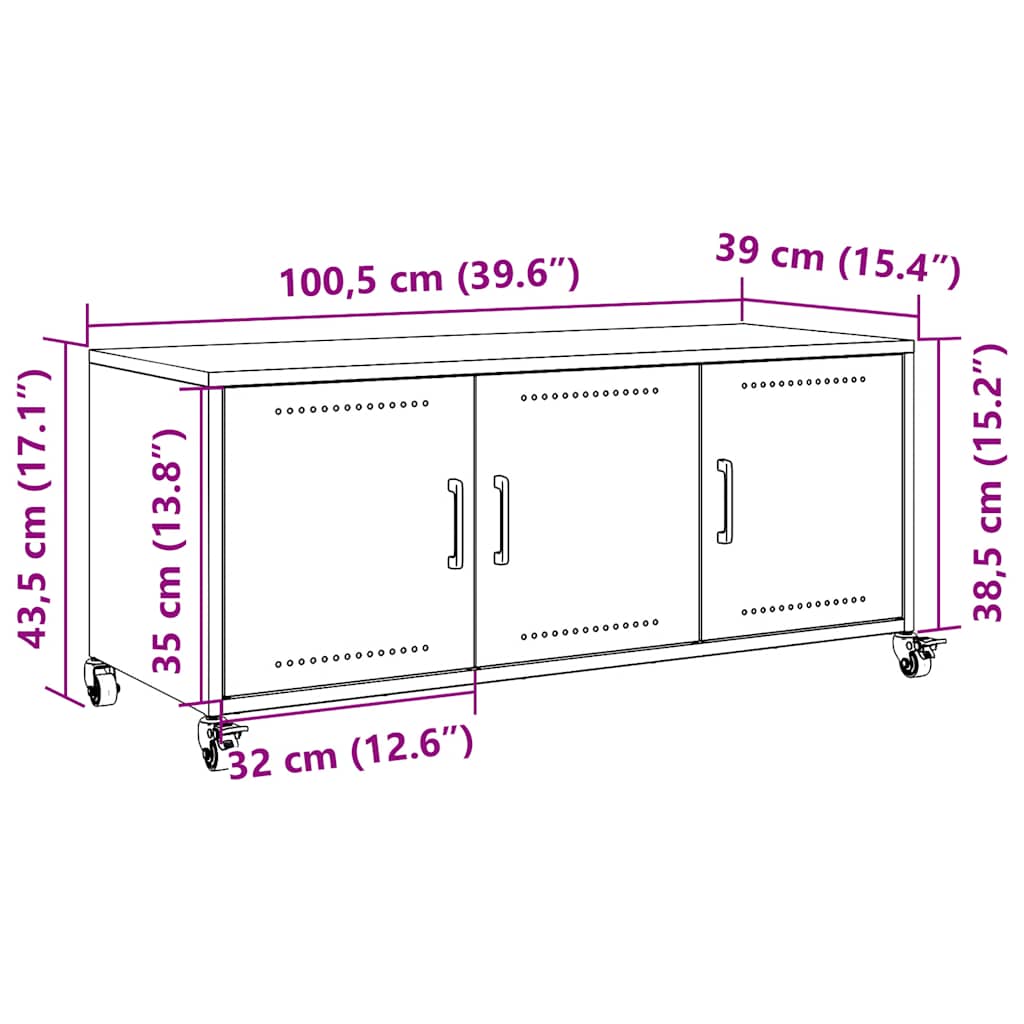 TV ormarić crni 100,5x39x43,5 cm čelik