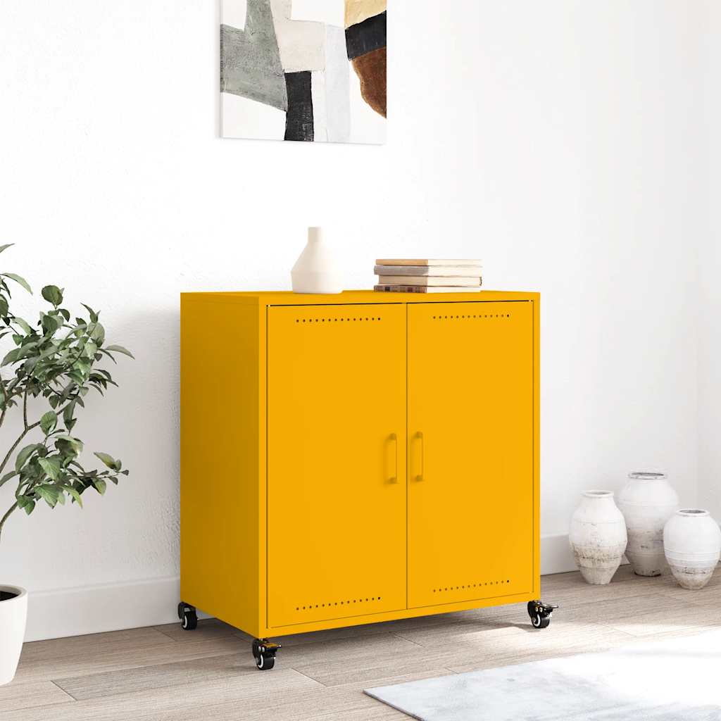 Komoda boja senfa 68x39x72 cm čelični