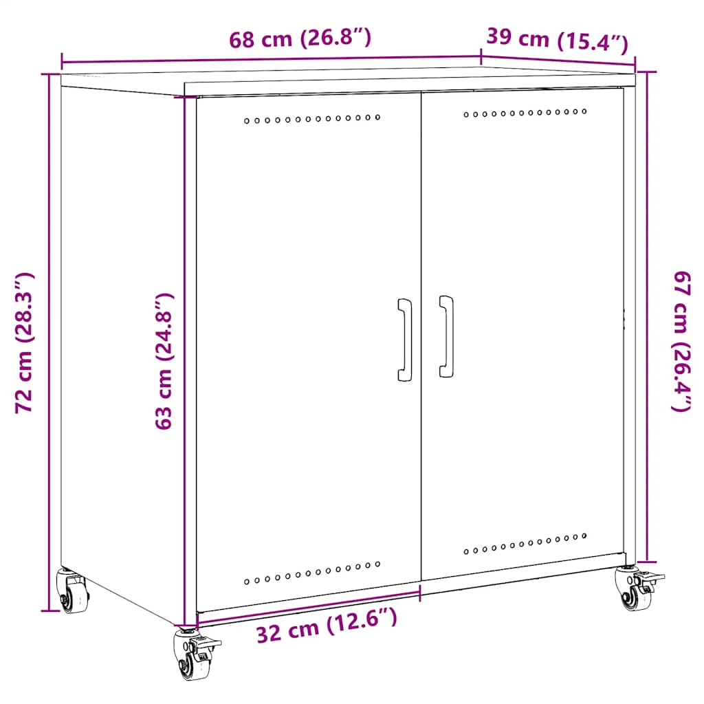 Komoda boja senfa 68x39x72 cm čelični