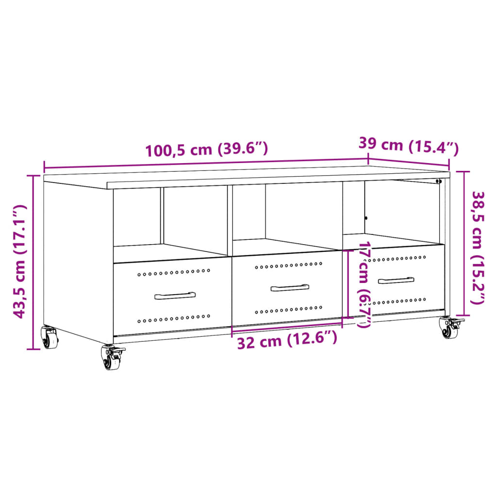 TV ormarić boja senfa 100,5x39x43,5 cm čelični