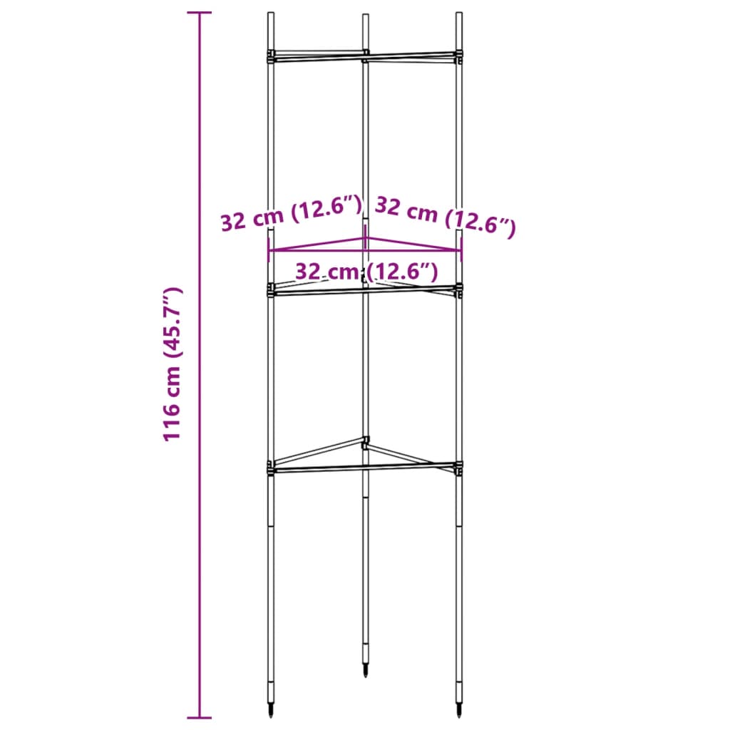 Kavez za rajčice 2 kom 116 cm od čelika i PP-a