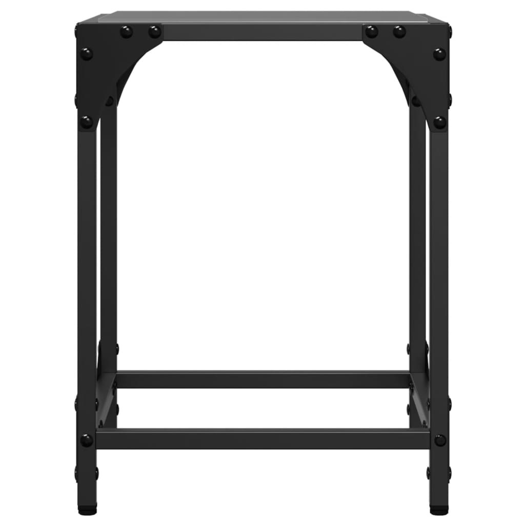 Stolići za kavu s crnim staklenim vrhom 2 kom 30x30x40 cm čelik