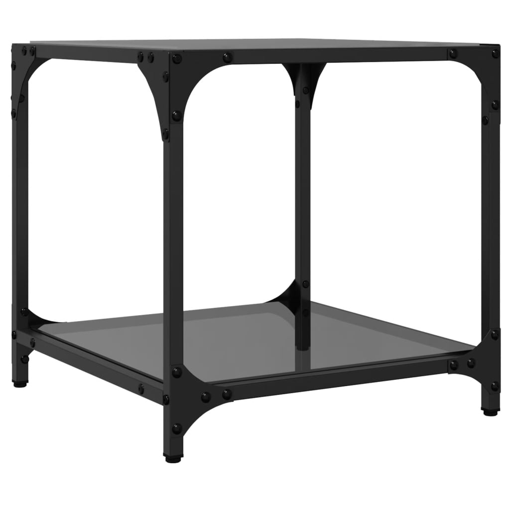 Stolići za kavu s crnim staklenim vrhom 2 kom 40x40x40 cm čelik