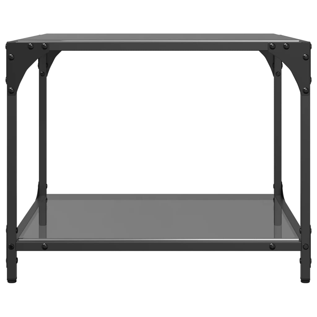 Stolići za kavu s crnim staklenim vrhom 2 kom 50x50x40 cm čelik