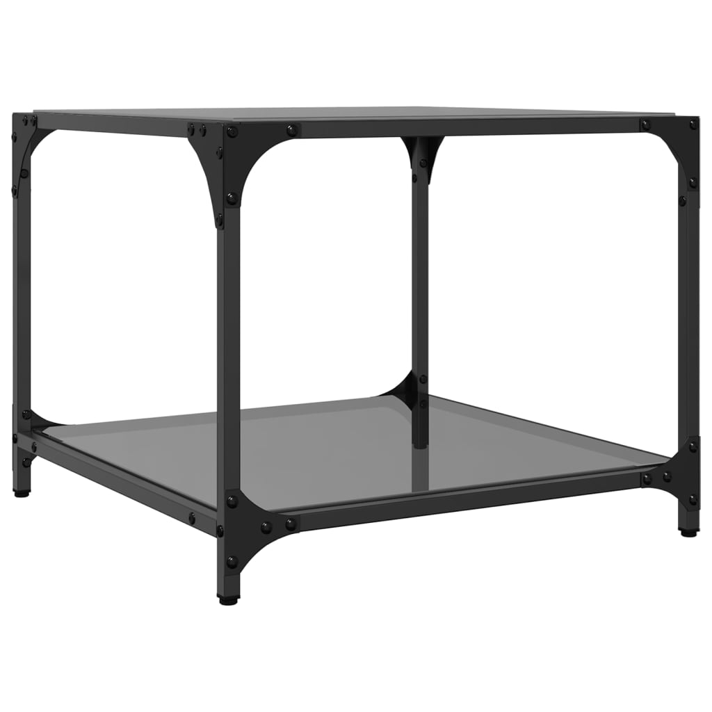 Stolići za kavu s crnim staklenim vrhom 2 kom 50x50x40 cm čelik
