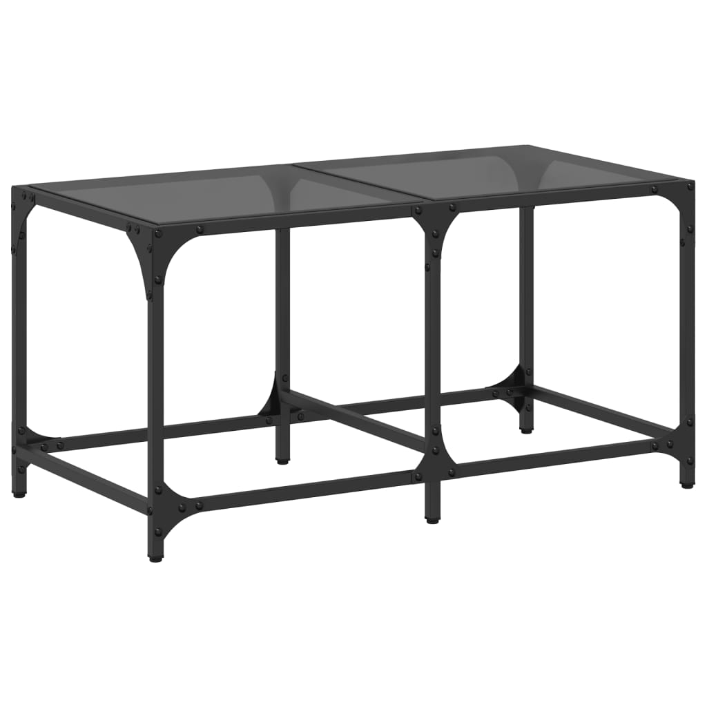 Stolić za kavu s crnom staklenom površinom 78,5x40x40 cm čelik