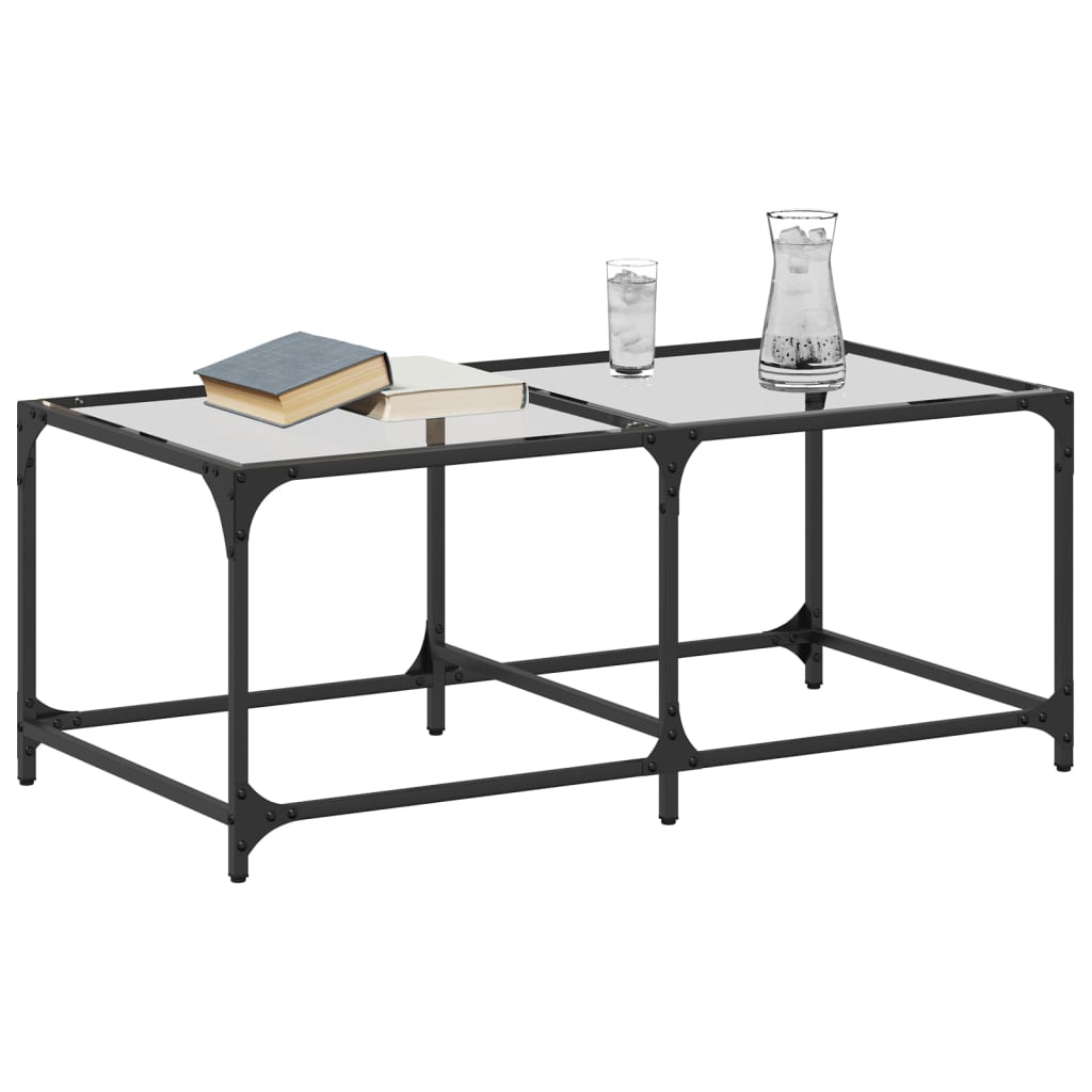 Stolić s prozirnom staklenom površinom 98,5 x 50 x 40 cm čelik