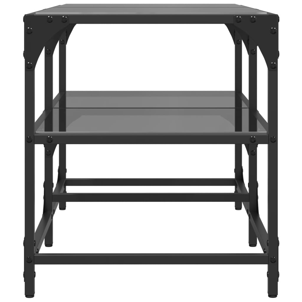 Stolić za kavu s crnom staklenom površinom 78,5x40x45 cm čelik