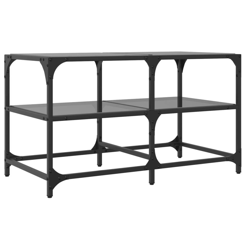 Stolić za kavu s crnom staklenom površinom 78,5x40x45 cm čelik