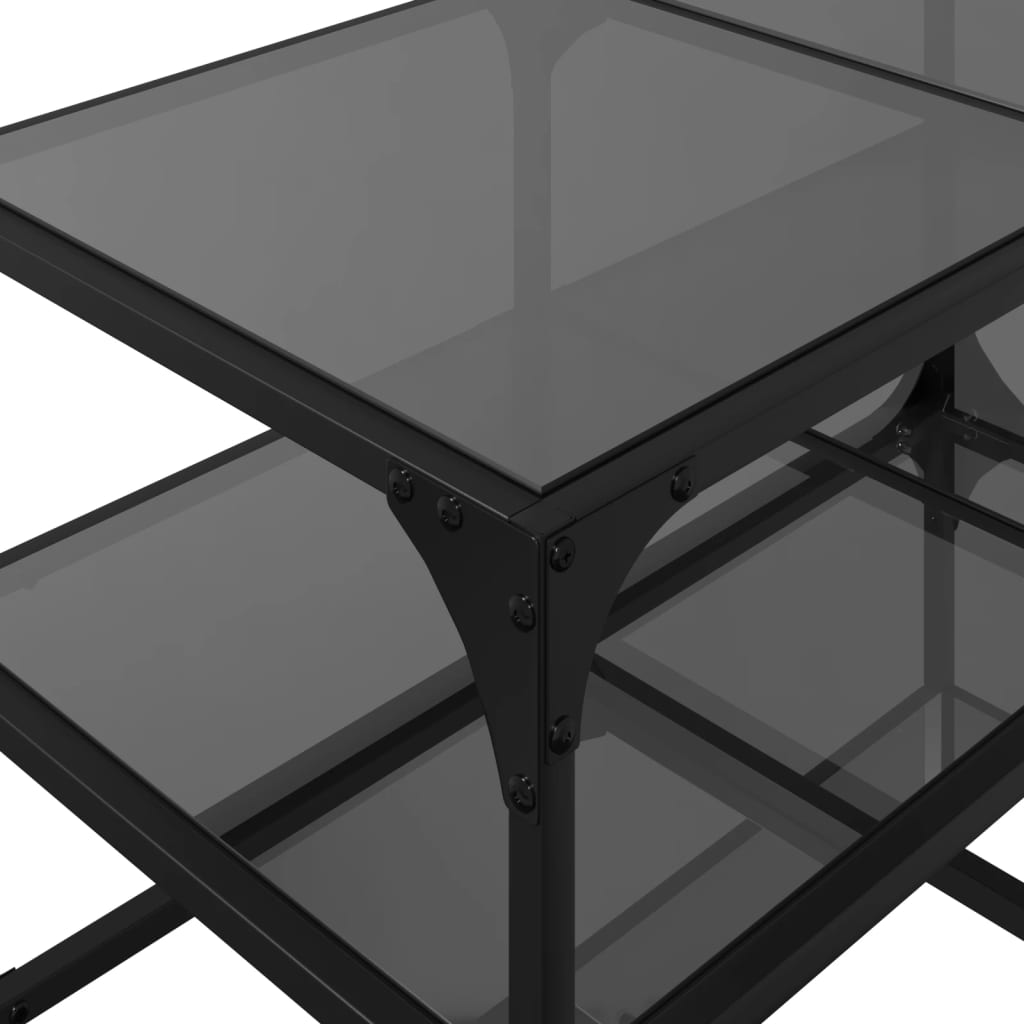 Stolić za kavu s crnom staklenom površinom 78,5x40x45 cm čelik