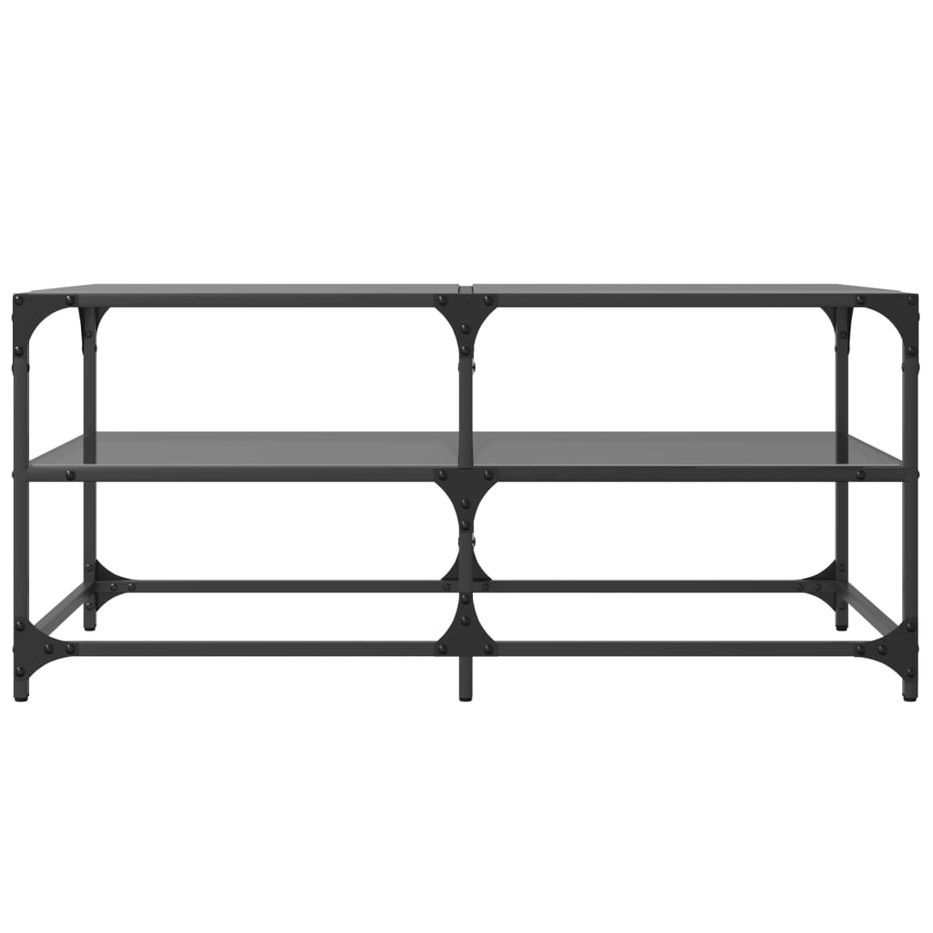 Stolić za kavu s crnom staklenom površinom 98,5x50x45 cm čelik
